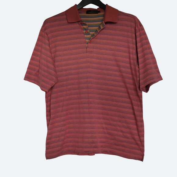 COPY - Bugatchi uomo orange color italian fabric stripe polo Mercerized cotton … - Picture 1 of 9